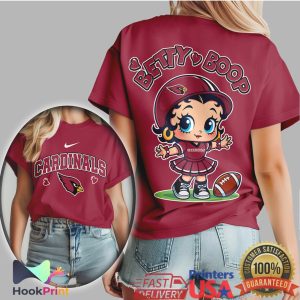Betty Boop Arizona Cardinals Maroon NFL Fan Graphic Shirt