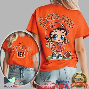 Betty Boop Cincinnati Bengals Football Cheerleader T Shirt