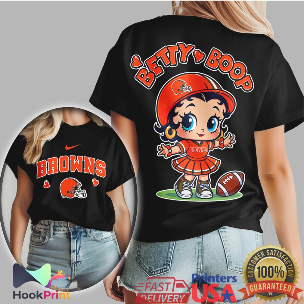 Betty Boop Cleveland Browns Football Helmet Graphic Shirt Betty Boop Cleveland Browns Football Helmet Graphic Shirt