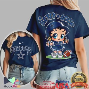 Betty Boop Dallas Cowboys Navy Blue Football Fan T Shirt