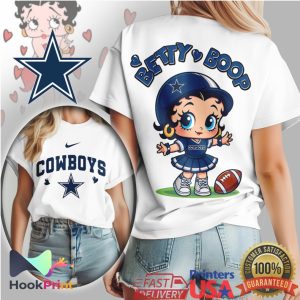 Betty Boop Dallas Cowboys Navy Blue Football Fan T Shirt