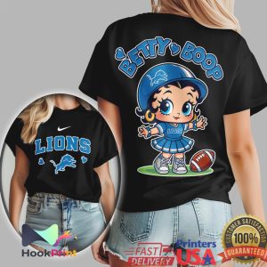 Betty Boop Detroit Lions Blue & White NFL Fan T Shirt Betty Boop Detroit Lions Blue & White NFL Fan T Shirt