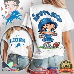 Betty Boop Detroit Lions Blue & White NFL Fan T Shirt