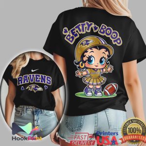 Betty Boop x Baltimore Ravens Cheerleader Fan T Shirt Betty Boop x Baltimore Ravens Cheerleader Fan T Shirt