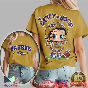Betty Boop x Baltimore Ravens Cheerleader Fan T Shirt