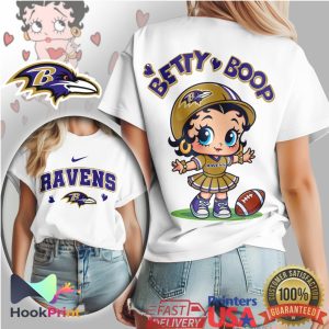 Betty Boop x Baltimore Ravens Cheerleader Fan T Shirt