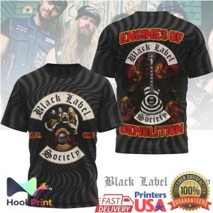 Black Label Society Demolition Engines Of Zakk Wylde Heavy Metal Swirl Graphic Shirt