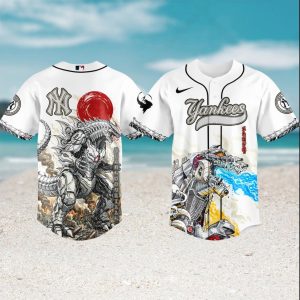 Mechagodzilla x New York Yankees Custom MLB Baseball White Mecha Jersey Mechagodzilla x New York Yankees Custom MLB Baseball White Mecha Jersey