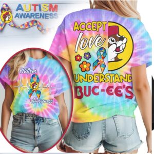 Buc ee's Autism Awareness Accept Love Understand Ribbon Heartbeat T Shirt
