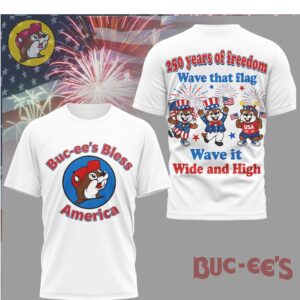 Buc ees Bless America 250 Years of Freedom Patriotic Flag Beaver T Shirt