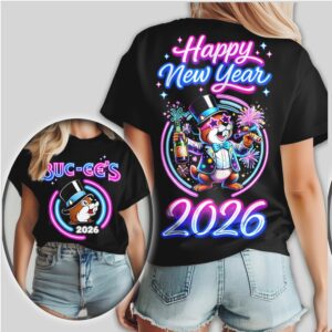 Buc ee’s Happy New Year 2026 Neon Celebration Mascot T Shirt Buc ee’s Happy New Year 2026 Neon Celebration Mascot T Shirt