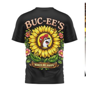 Buc ee's Sunflower Makes Me Happy Floral Beaver T Shirt