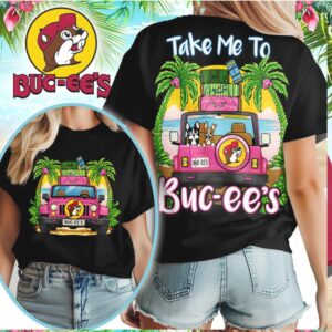 Buc ee's Take Me To Buc ee's Pink Jeep Beach Trip Summer Vacation T Shirt