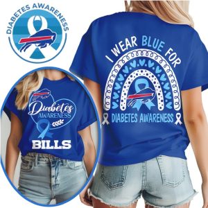 Buffalo Bills Diabetes Awareness I Wear Blue For Diabetes Support Football T Shirt