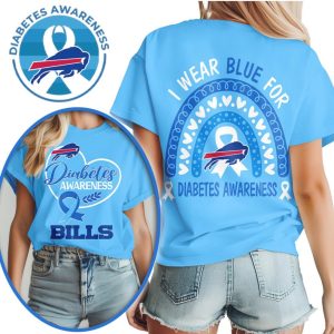 Buffalo Bills Diabetes Awareness I Wear Blue For Diabetes Support Football T Shirt