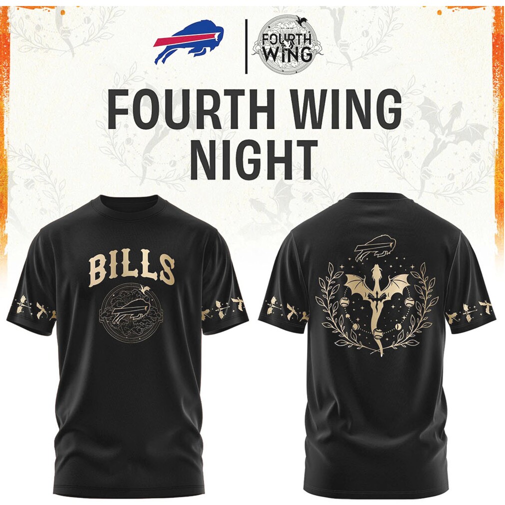 Buffalo Bills Fourth Wing Night Dragon Black and Gold T Shirt Buffalo Bills Fourth Wing Night Dragon Black and Gold T Shirt