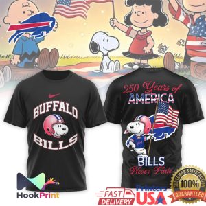 Buffalo Bills Snoopy 250 Years of America Never Fade Patriotic T Shirt