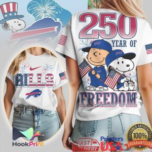 Buffalo Bills Snoopy & Charlie Brown 250 Year of Freedom T Shirt