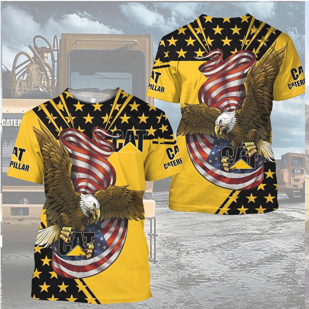CAT Caterpillar Construction Equipment American Flag Eagle Yellow 3D Print T Shirt CAT Caterpillar Construction Equipment American Flag Eagle Yellow 3D Print T Shirt
