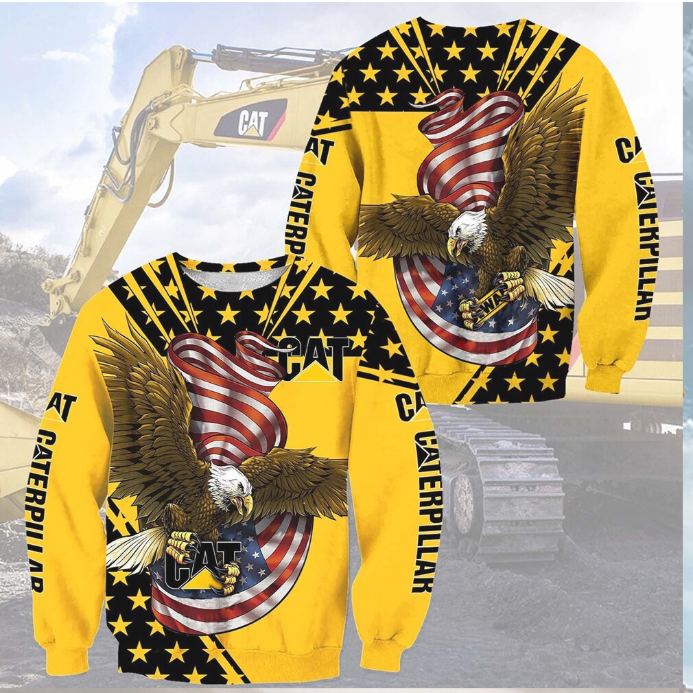CAT Caterpillar Construction Equipment American Flag Eagle Yellow 3D Print T Shirt CAT Caterpillar Construction Equipment American Flag Eagle Yellow 3D Print T Shirt