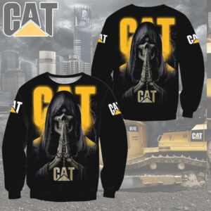 CAT Caterpillar Praying Reaper Skeleton Gothic 3D T Shirt