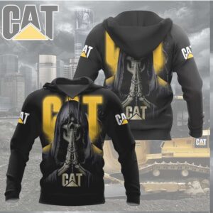 CAT Caterpillar Praying Reaper Skeleton Gothic 3D T Shirt