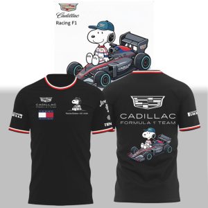 Cadillac Racing F1 x Snoopy Peanuts Collaboration T Shirt Cadillac Racing F1 x Snoopy Peanuts Collaboration T Shirt