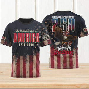Carolina Panthers 250 Years Of Greatness 1776 2026 USA Flag Eagle NFL T Shirt