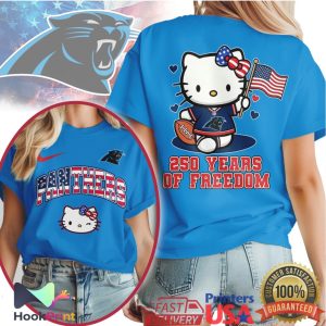 Carolina Panthers Hello Kitty 250 Years Of Freedom USA Flag NFL T Shirt