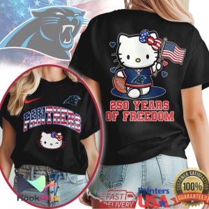Carolina Panthers Hello Kitty 250 Years Of Freedom USA Flag NFL T Shirt