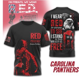 Carolina Panthers R.E.D. Friday Patriotic Soldier Eagle Graphic T Shirt Carolina Panthers R.E.D. Friday Patriotic Soldier Eagle Graphic T Shirt