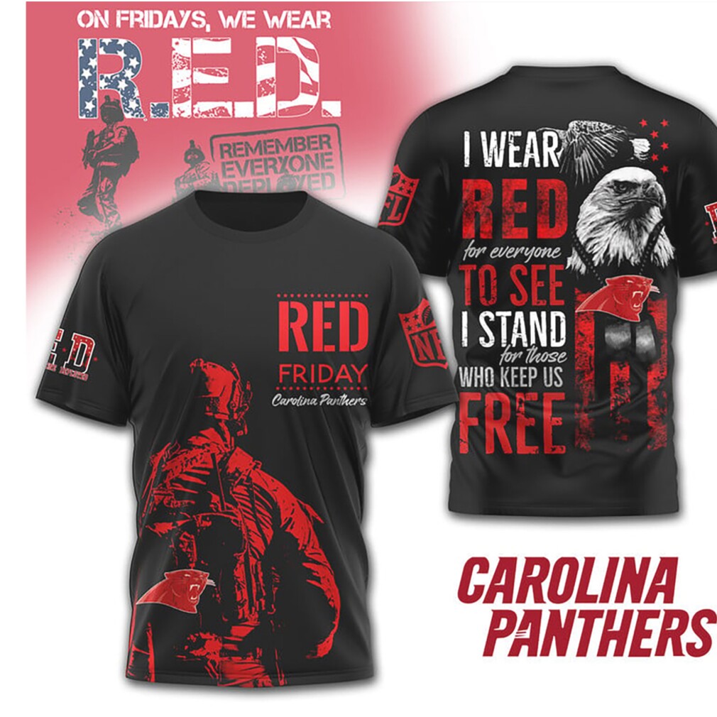 Carolina Panthers R.E.D. Friday Patriotic Soldier Eagle Graphic T Shirt Carolina Panthers R.E.D. Friday Patriotic Soldier Eagle Graphic T Shirt