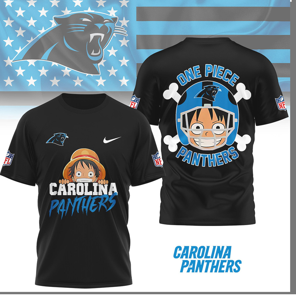 Carolina Panthers x One Piece Luffy Anime NFL T Shirt Carolina Panthers x One Piece Luffy Anime NFL T Shirt