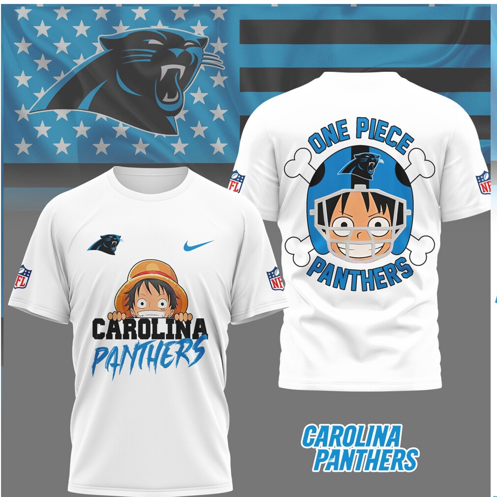 Carolina Panthers x One Piece Luffy Anime NFL T Shirt Carolina Panthers x One Piece Luffy Anime NFL T Shirt