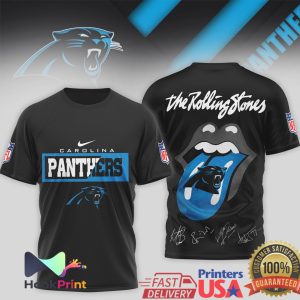 Carolina Panthers x The Rolling Stones Tongue Logo Signature T Shirt