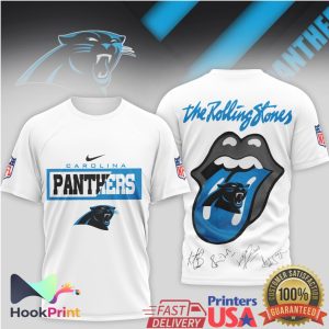 Carolina Panthers x The Rolling Stones Tongue Logo Signature T Shirt