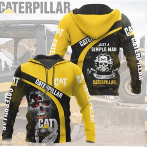 Caterpillar CAT Just A Simple Man Who Loves Caterpillar Skull T Shirt