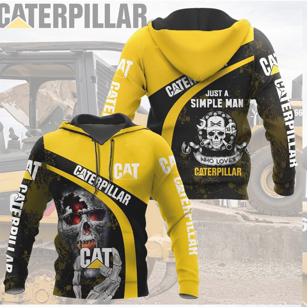 Caterpillar CAT Just A Simple Man Who Loves Caterpillar Skull T Shirt Caterpillar CAT Just A Simple Man Who Loves Caterpillar Skull T Shirt
