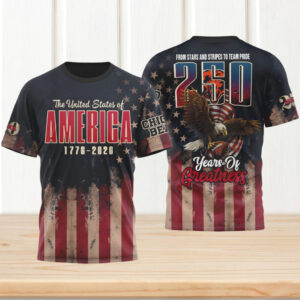 Chicago Bears 250 Years Of Greatness 1776 2026 American Pride NFL T Shirt