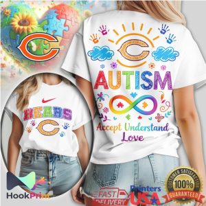 Chicago Bears Autism Awareness Rainbow Infinity Logo T Shirt