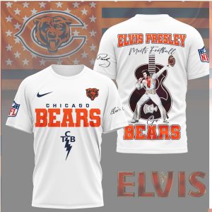 Chicago Bears Elvis Presley Meets Football TCB Grizzly Design Shirt