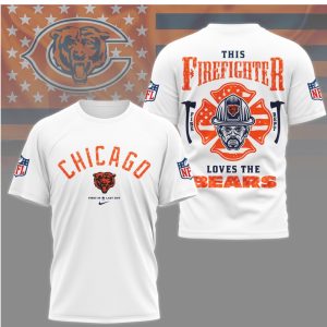 Chicago Bears Firefighter Pride First In Last Out Navy & Orange Responder T Shirt