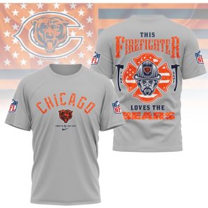 Chicago Bears Firefighter Pride First In Last Out Navy & Orange Responder T Shirt