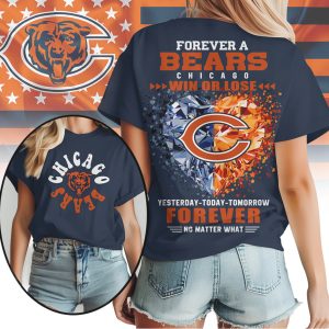 Chicago Bears Forever Fan Win Or Lose Yesterday Today Tomorrow Navy T Shirt Chicago Bears Forever Fan Win Or Lose Yesterday Today Tomorrow Navy T Shirt