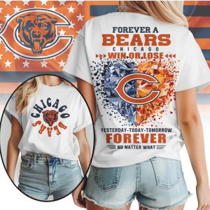 Chicago Bears Forever Fan Win Or Lose Yesterday Today Tomorrow Navy T Shirt