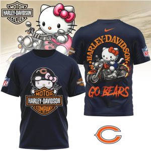 Chicago Bears Hello Kitty x Harley Davidson Motorcycle NFL Fan T Shirt