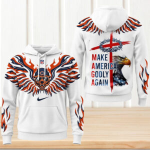 Chicago Bears MAGA Make America Godly Again Christian Cross Eagle NFL Fan Apparel Hoodie