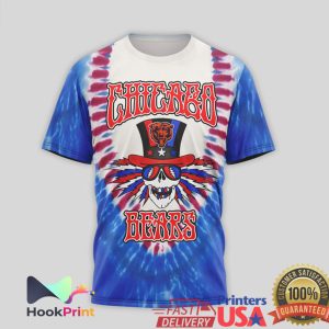 Chicago Bears Make America Grateful Again Patriotic Skull Tie Dye T Shirt