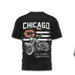 Chicago Bears Motorcycle Piston Graphic Live to Ride NFL Shirt