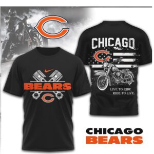 Chicago Bears Motorcycle Piston Graphic Live to Ride NFL Shirt